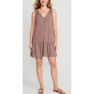 Ann Taylor LOFT 2021 Bow Strap Button Flounce Dress Women's Size Small